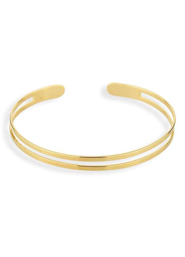 Ora Semijoias - Bracelete Semijoia Fio Duplo Liso Polido Banhado a Ouro 18k - Dourado