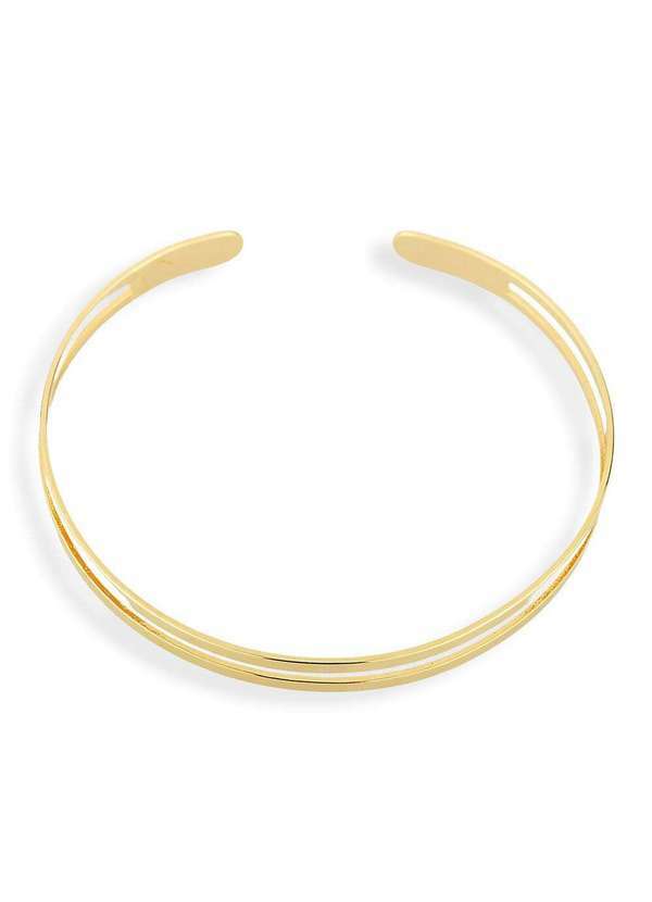 Ora Semijoias - Bracelete Semijoia Fio Duplo Liso Polido Banhado a Ouro 18k - Dourado