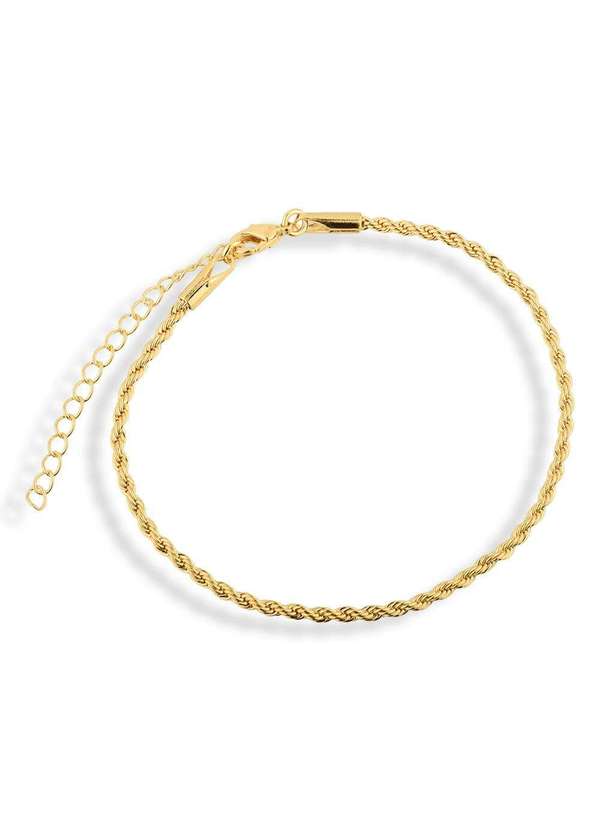 Ora Semijoias - Pulseira Semijoia Cordão Baiano 2mm Banhado a Ouro 18k - Dourado