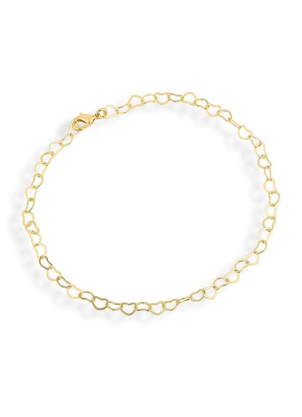 Ora Semijoias - Pulseira Semijoia Elos Coração Lisa Banhado a Ouro 18k - Dourado