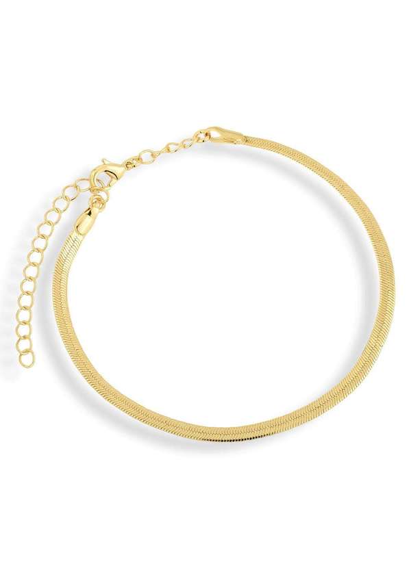 Ora Semijoias - Pulseira Semijoia Laminada Fita 3mm Banhado a Ouro 18k - Dourado