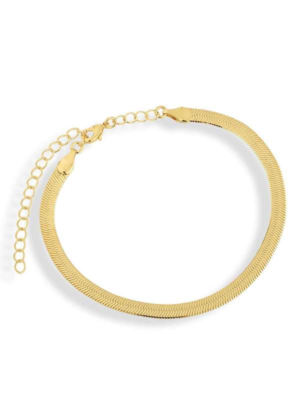 Ora Semijoias - Pulseira Semijoia Laminada Fita Alto Brilho 4mm Banhado a Ouro - Dourado