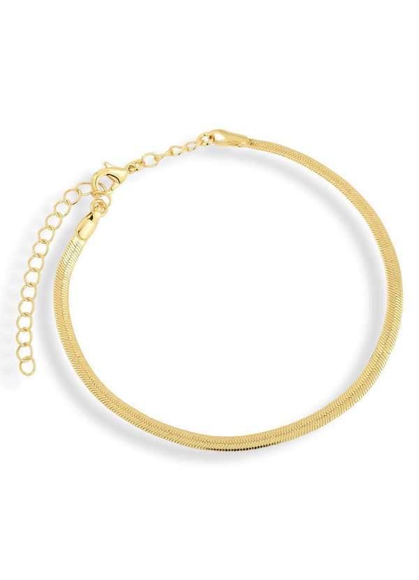 Ora Semijoias - Pulseira Semijoia Malha Laminada Lisa 3mm Banhado a Ouro 18k - Dourado