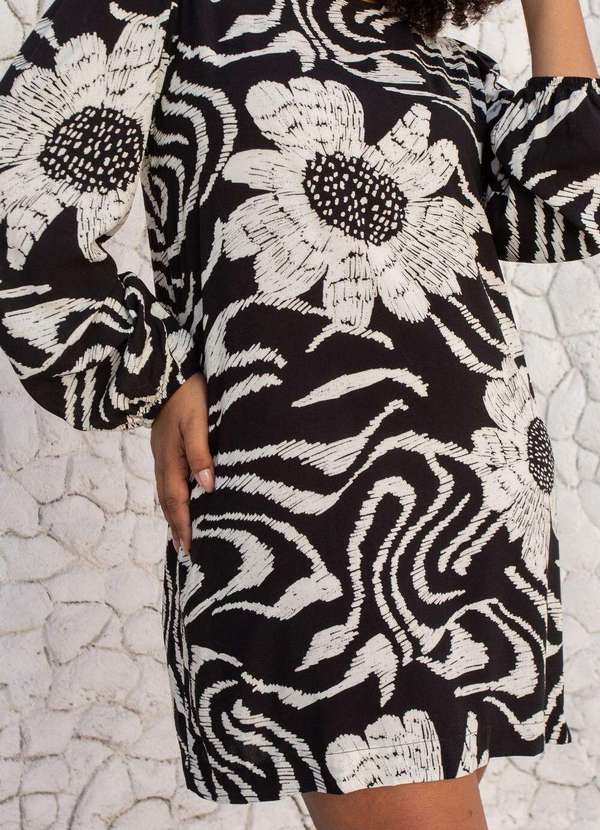 Mais na Moda Plus - Vestido Midi Preto e Branco Plus Size Chic Letícia - Preto e Branco 2