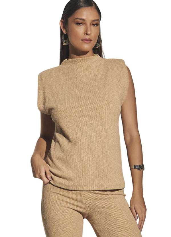 Sommer - Blusa Canelada Sommer com Cavas Bege Bege 3