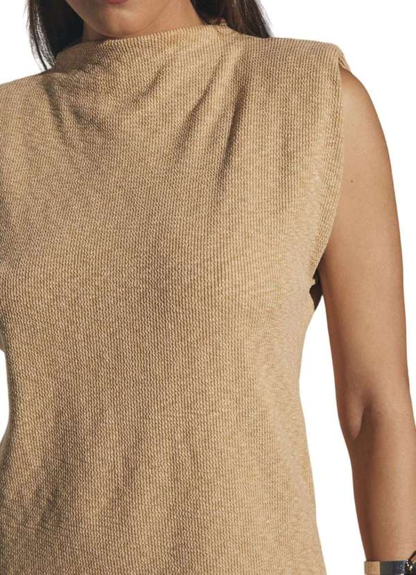 Sommer - Blusa Canelada Sommer com Cavas Bege Bege