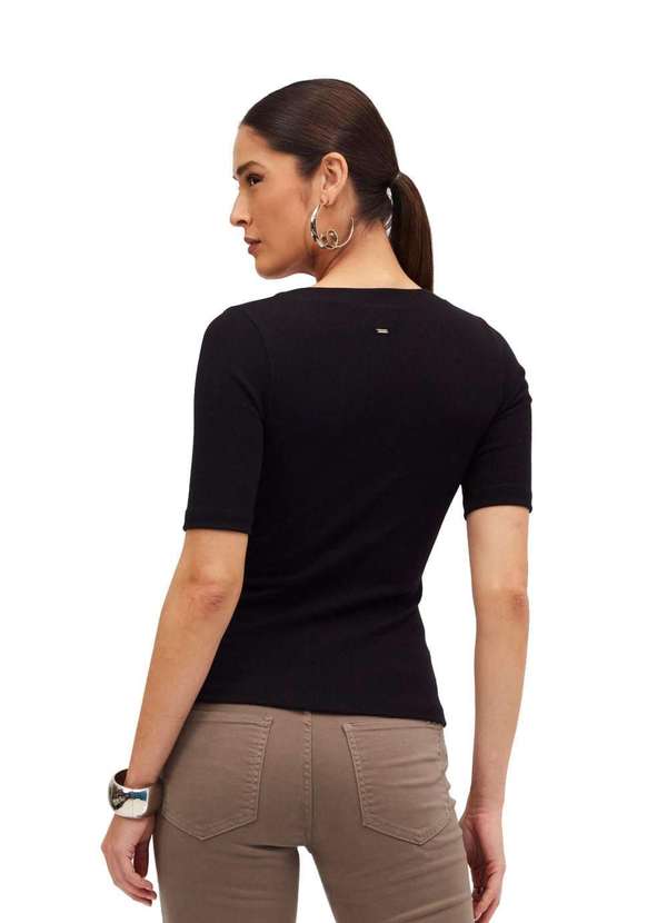 Sommer - Blusa Canelada Sommer Decote V Preto Preto 2