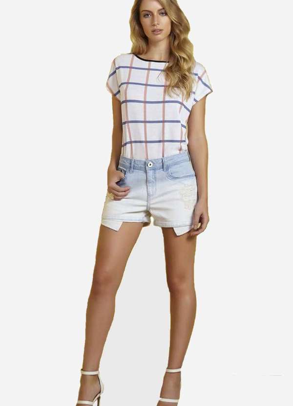 La Rossi - Blusa La Rossi Xadrez Branca Branco