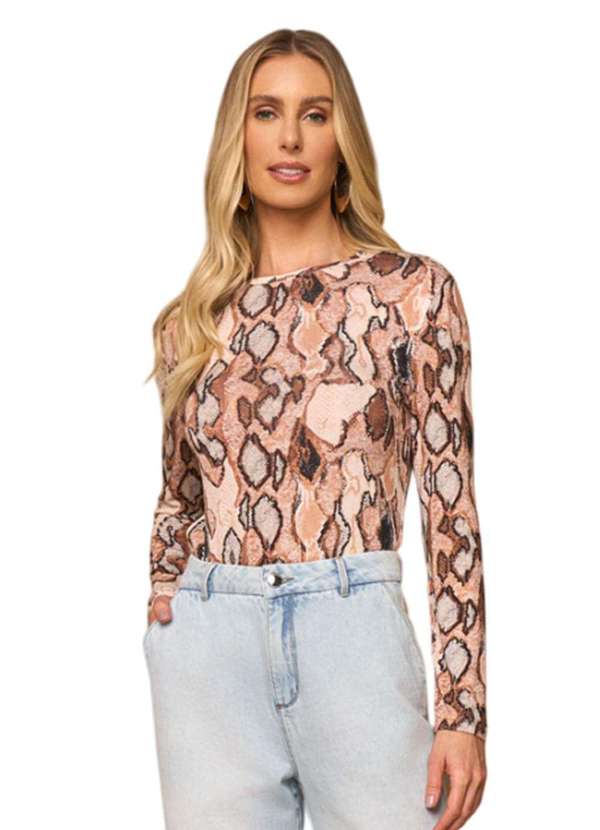 Lado Avesso - Blusa Lado Avesso Manga Longa Marrom Cobra Marrom 2