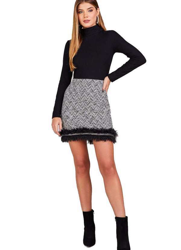 Lado Avesso - Blusa Manga Longa Lado Avesso Gola Alta Preto Preto
