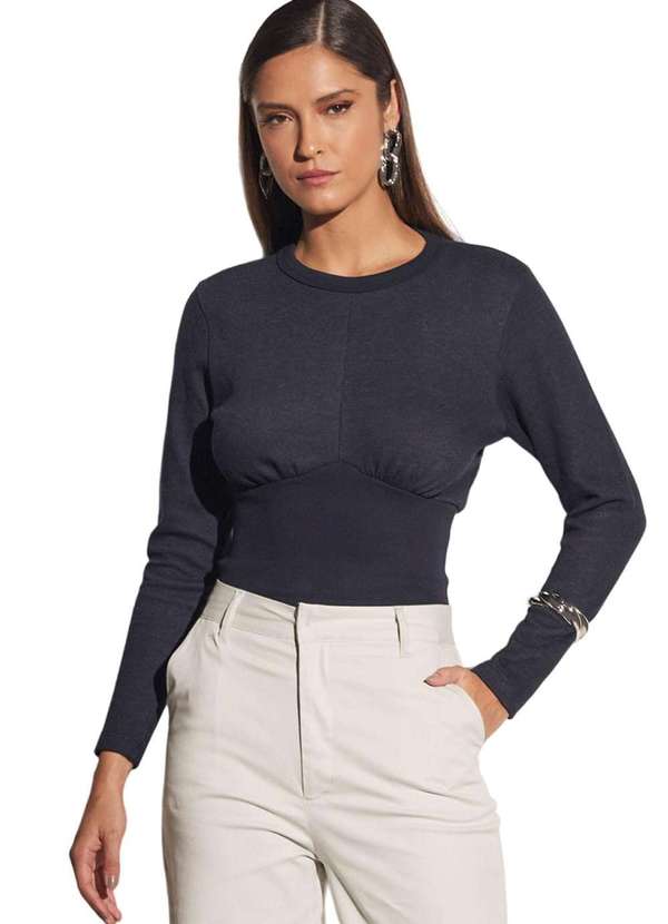 Sommer - Blusa Sommer Manga Longa Azul Alya Azul