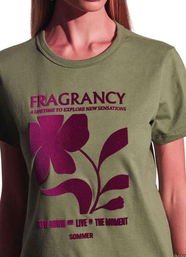 Sommer - Camiseta Sommer Estampada em Veludo Verde Verde 2