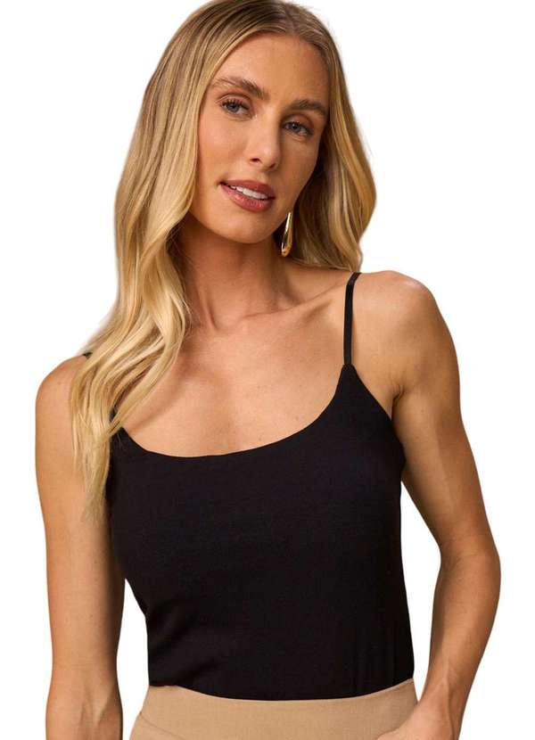 Lado Avesso - Regata Lado Avesso Alça Fina Preto Preto