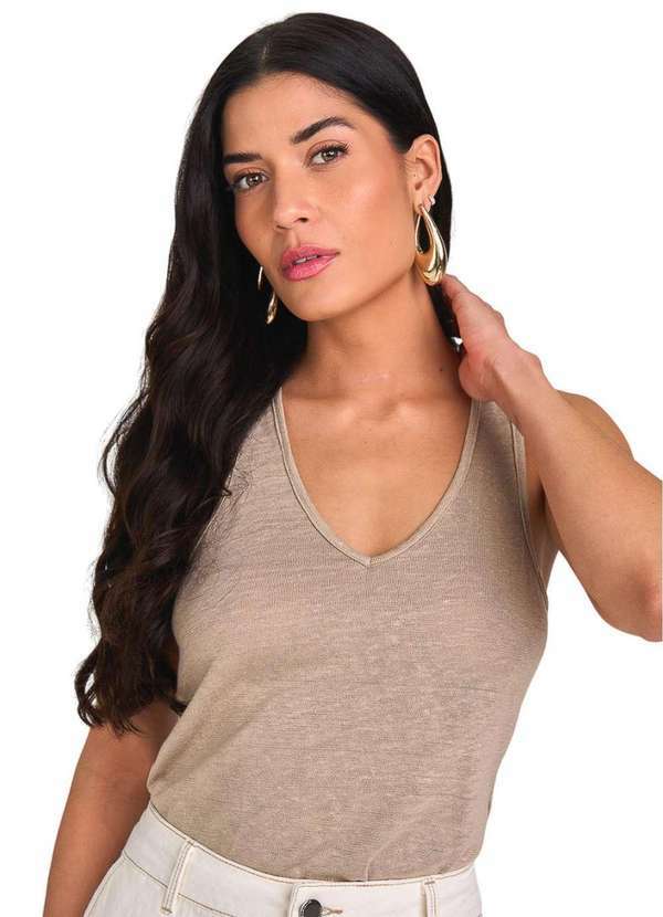 Lado Avesso - Regata Linho Lado Avesso Bege Bege