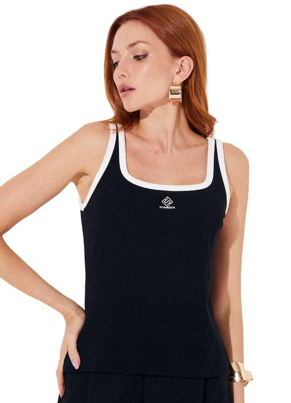 Sommer - Regata Sommer Canelada com Contraste Preto Preto