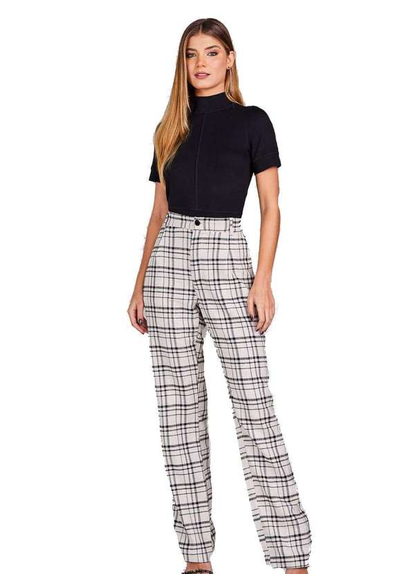 Lado Avesso - Calça Alfaiataria Lado Avesso Xadrez Bege Bege