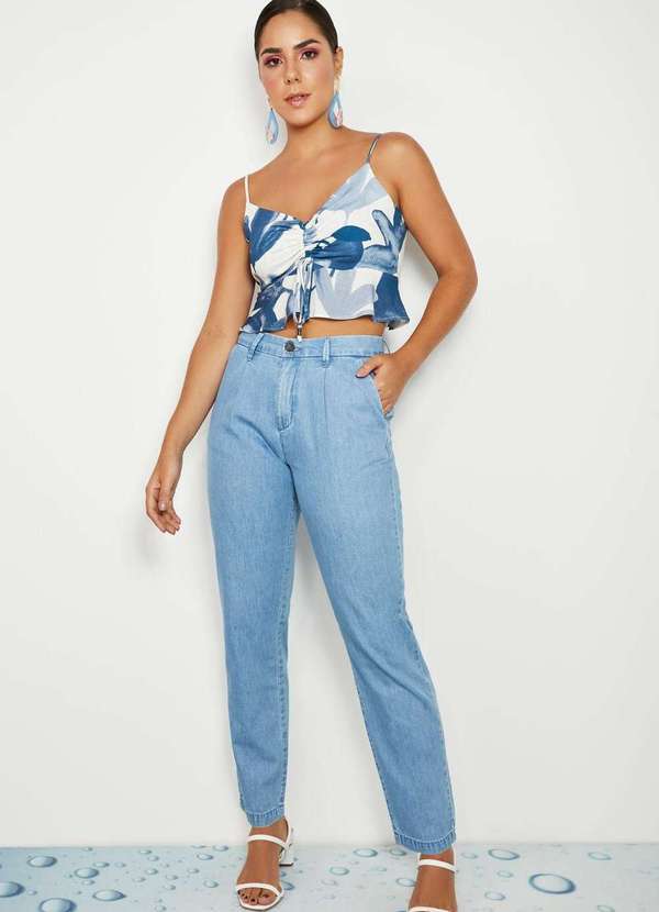 Assédio - Calça Jeans Assédio Reta Delave Azul Claro Azul