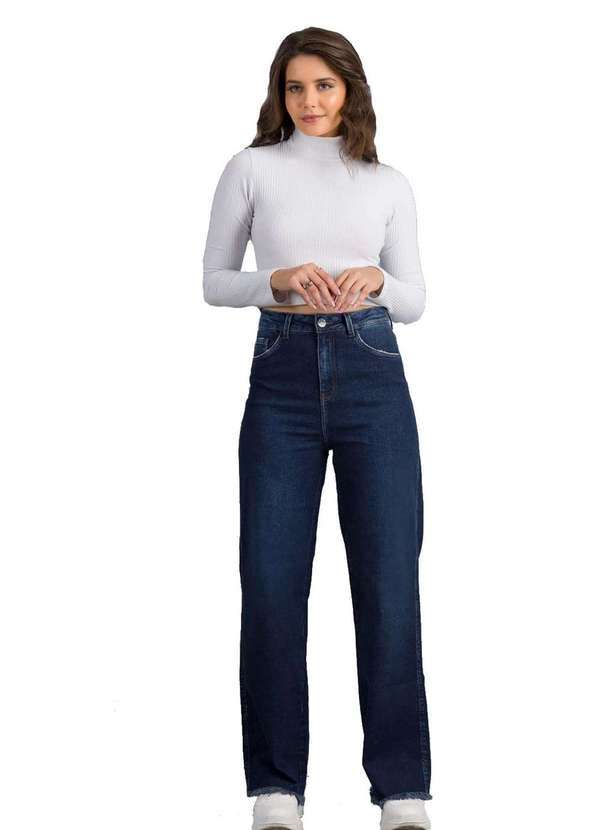 Divero - Calça Jeans Divero Wide Leg Azul Azul