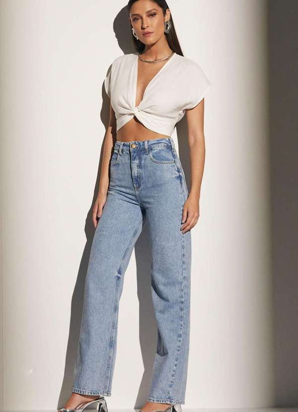 Sommer - Calça Jeans Sommer Reta Cintura Alta Azul Claro Azul 5