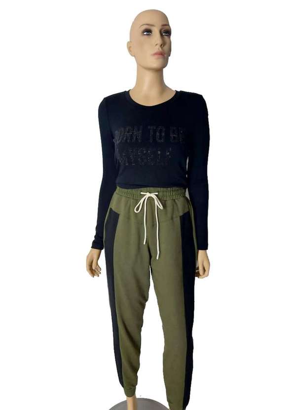 Acostamento - Calça Moletom Acostamento Fashion Verde e Preto Verde