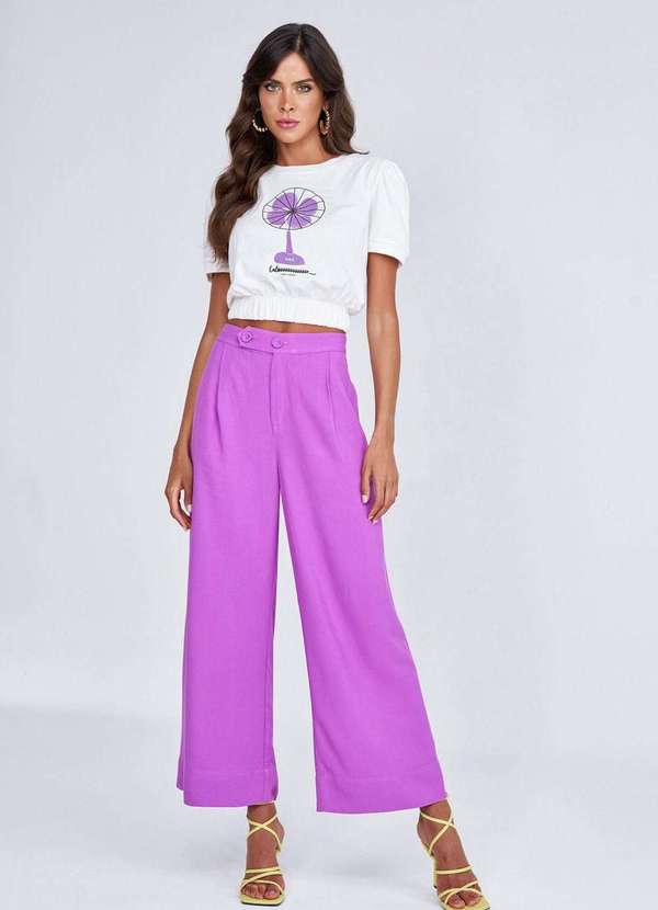 Lado Avesso - Calça Pantacourt Lado Avesso Ampla Rosa Rosa 2