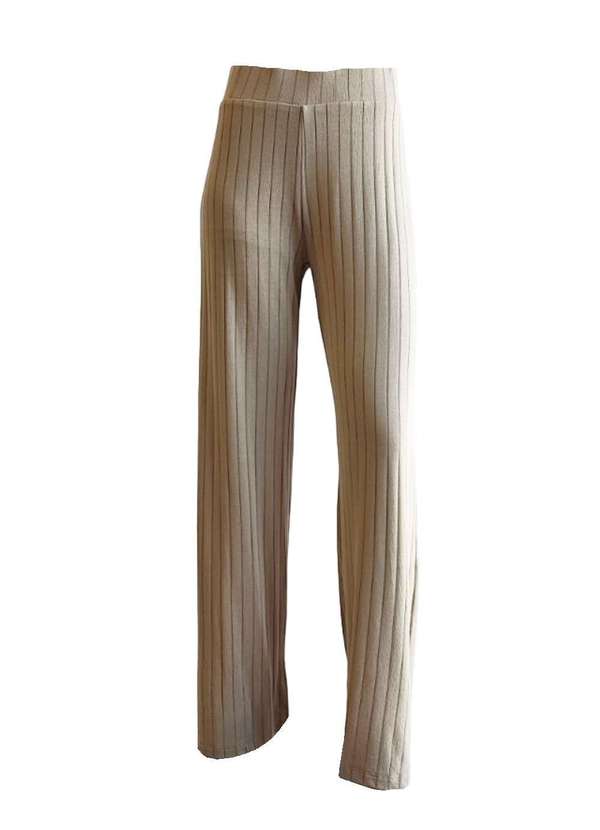 Sommer - Calça Pantalona Sommer Lisa Canelada Bege Bege