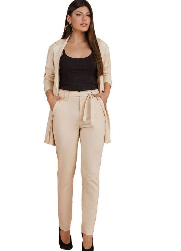 Assédio - Calça Reta Assedio Natural Bege Bege