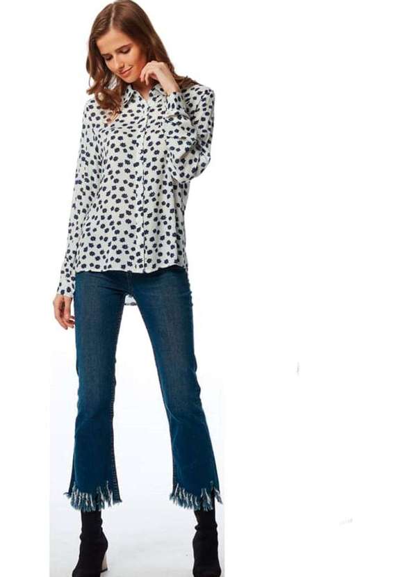 Facinelli By Mooncity - Camisa Facinelli By Mooncity Estampa Flor Branco Branco