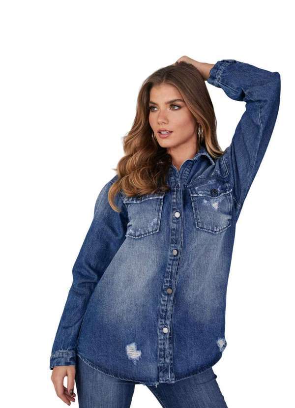 Lado Avesso - Camisa Jeans Over Lado Avesso Azul Azul