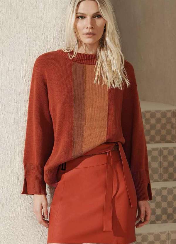 Acostamento - Blusa Tricot Acostamento Vermelho Jaspe Vermelho