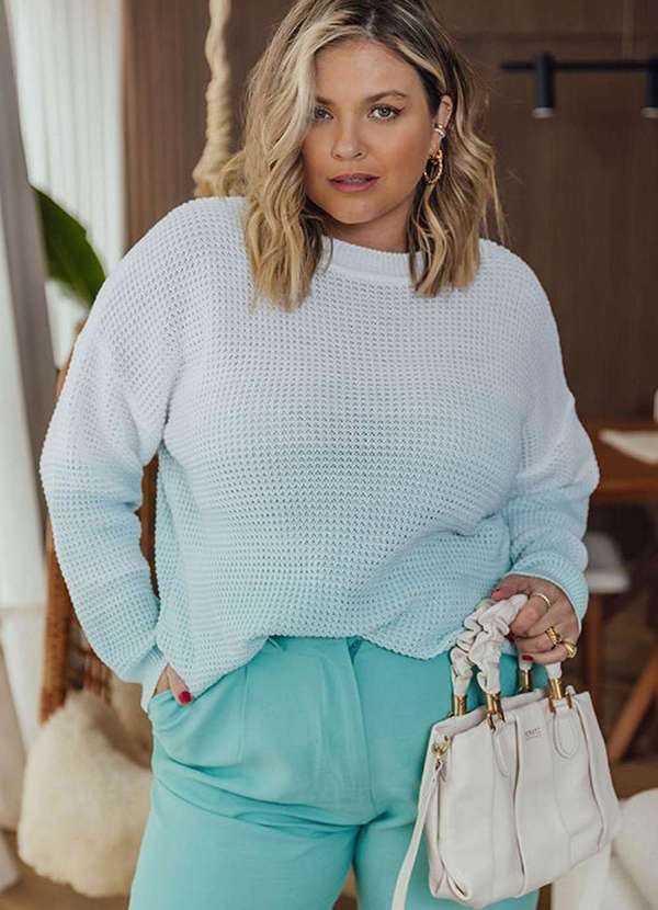 Ana Gonçalves - Blusa Tricot Ana Gonçalves Plus Size Verde Verde