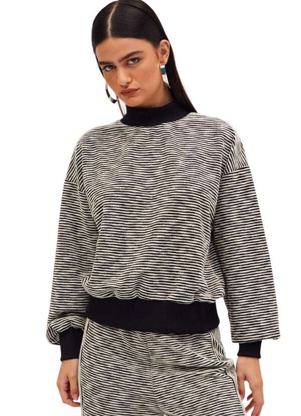 Sommer - Blusão Listrado Sommer Preto e Branco Preto