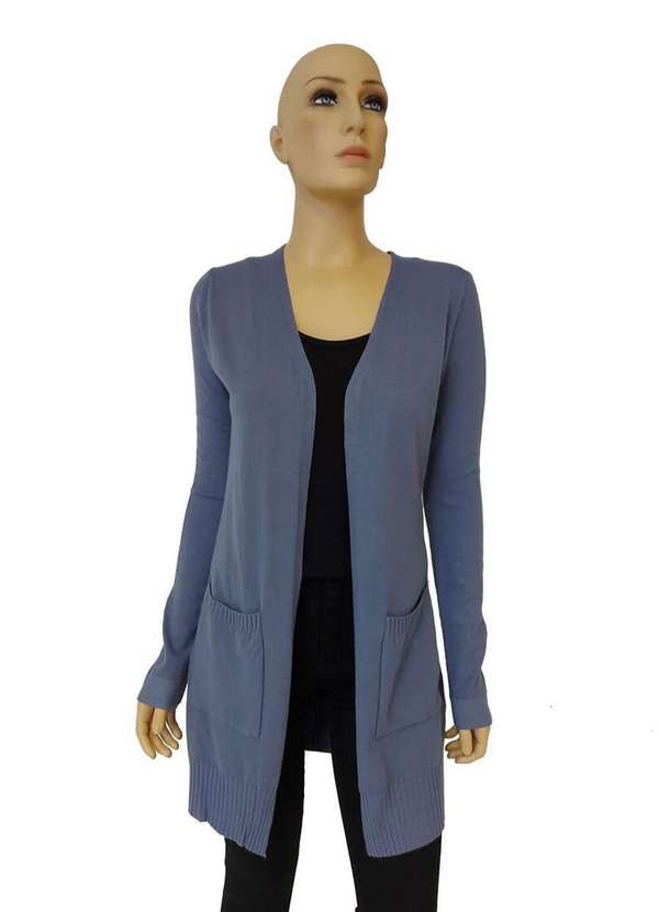 Alpelo - Cardigan Alongado Alpelo com Bolso Azul Vintage Azul 1