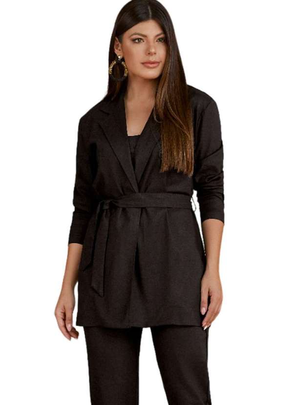 Assédio - Casaco Trench Coat Assedio Preto Preto