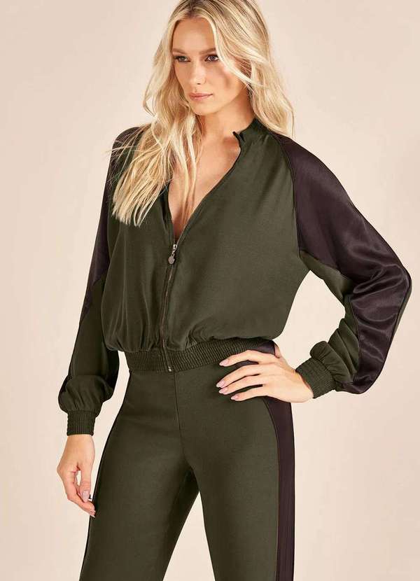 Acostamento - Jaqueta Bomber Acostamento Satin Viscose Verde Verde