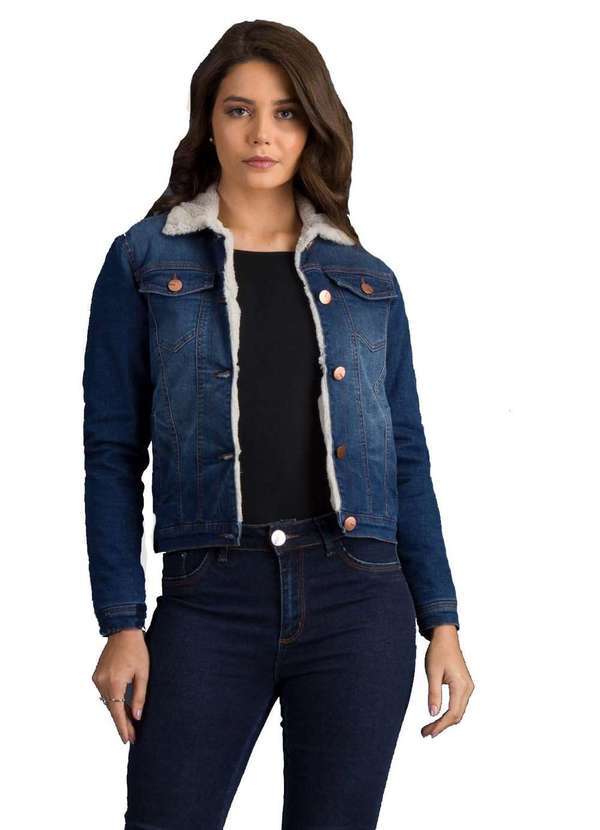 Divero - Jaqueta Jeans Divero Forrada Azul Azul