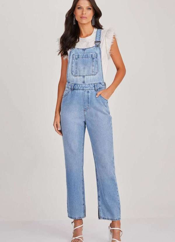 Lado Avesso - Macacão Jardineira Lado Avesso Jeans Azul Claro Azul