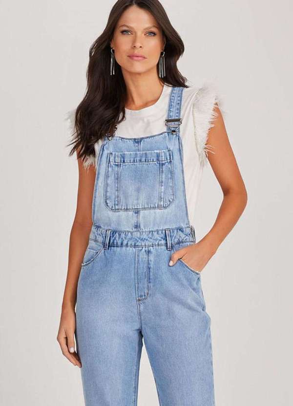 Lado Avesso - Macacão Jardineira Lado Avesso Jeans Azul Claro Azul 2