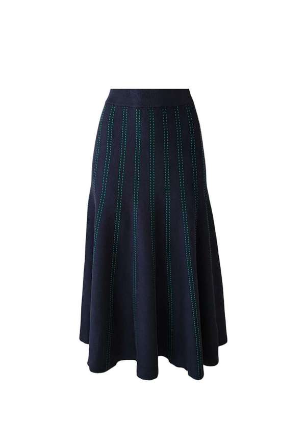 Alpelo - Saia Midi Alpelo Retilínea Azul Azul