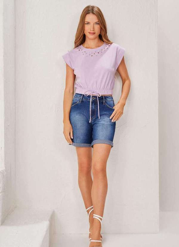 Lado Avesso - Shorts Jeans Lado Avesso Curve Azul Médio Azul 3