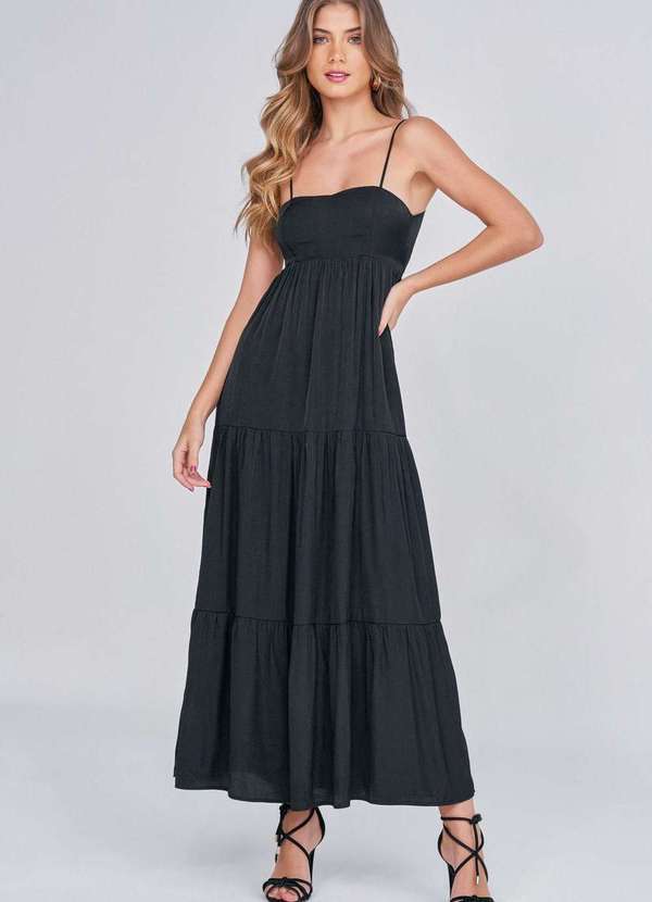 Lado Avesso - Vestido Longo Lado Avesso Amarraçao Costas Preto Preto