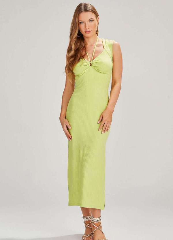 Lado Avesso - Vestido Midi Lado Avesso Canelado Verde Lima Verde 6