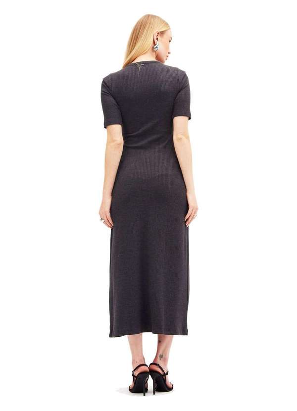 Sommer - Vestido Midi Sommer Canelado Cinza Escuro Cinza 2