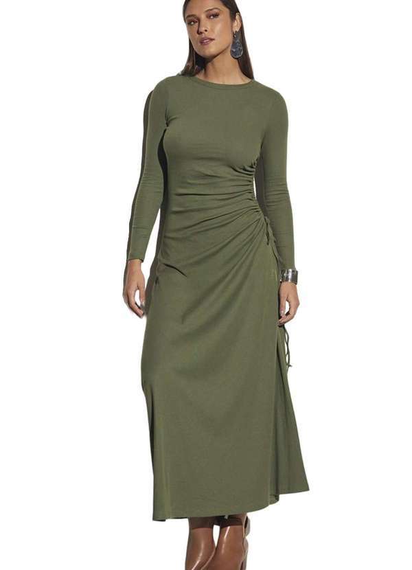 Sommer - Vestido Midi Sommer Detalhe Franzido Lateral Verde Verde