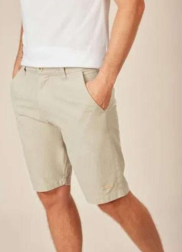 Acostamento - Bermuda Acostamento Casual Sarja Bege Bege