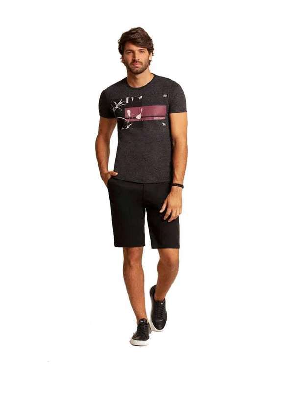 Acostamento - Bermuda Acostamento Casual Sarja Preto Preto