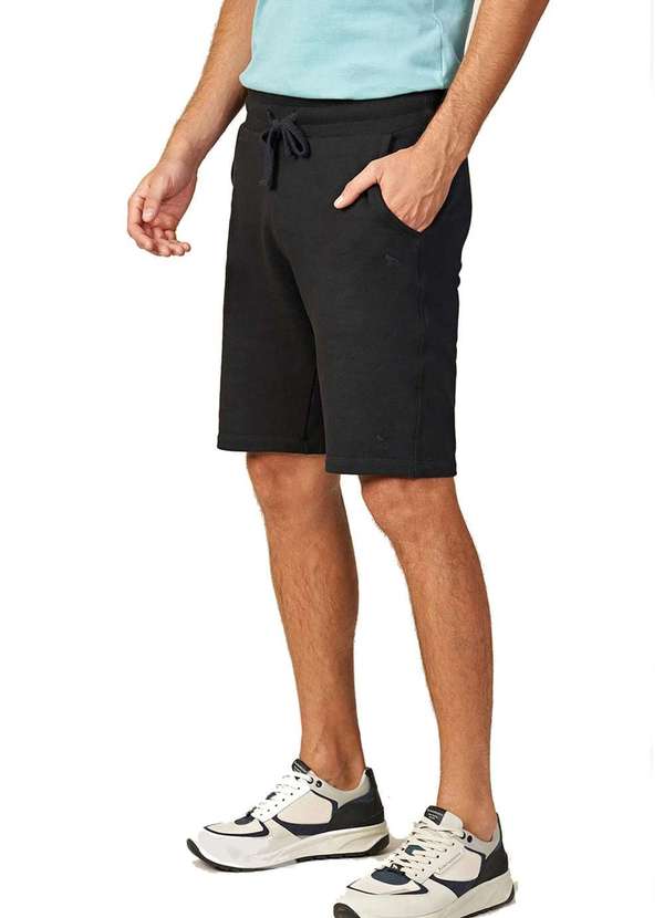 Acostamento - Bermuda Moletom Acostamento Casual Preto Preto