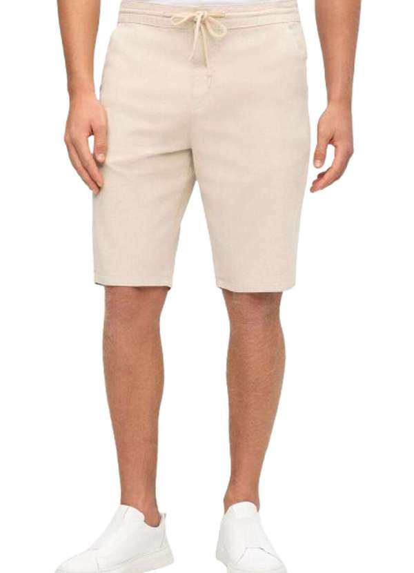 Hangar 33 - Bermuda Sarja Hangar 33 Jogger com Cadarço Bege Marfim Bege