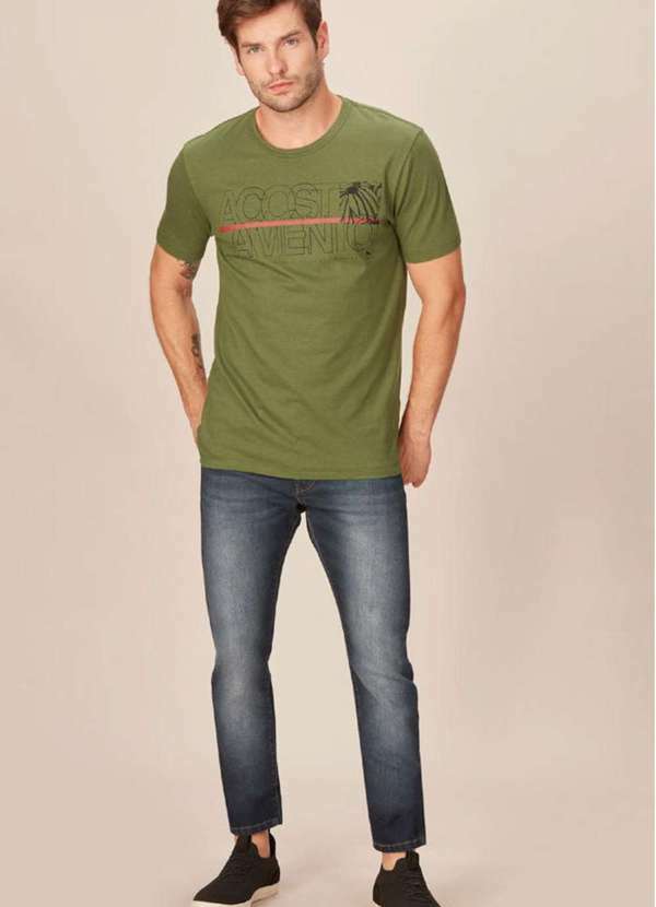 Acostamento - Calça Jeans Masculina Acostamento Skinny Azul Médio Azul