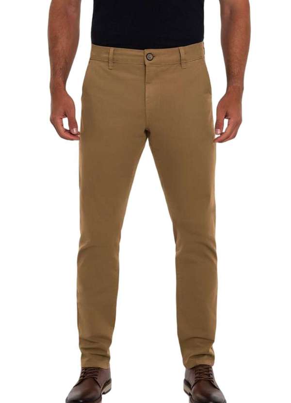 Hangar 33 - Calça Sarja Hangar 33 Slim Chino Marrom Marrom
